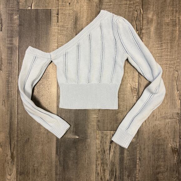 MAJORELLE Light Blue Off-the-Shoulder Sweater - Picture 3 of 8